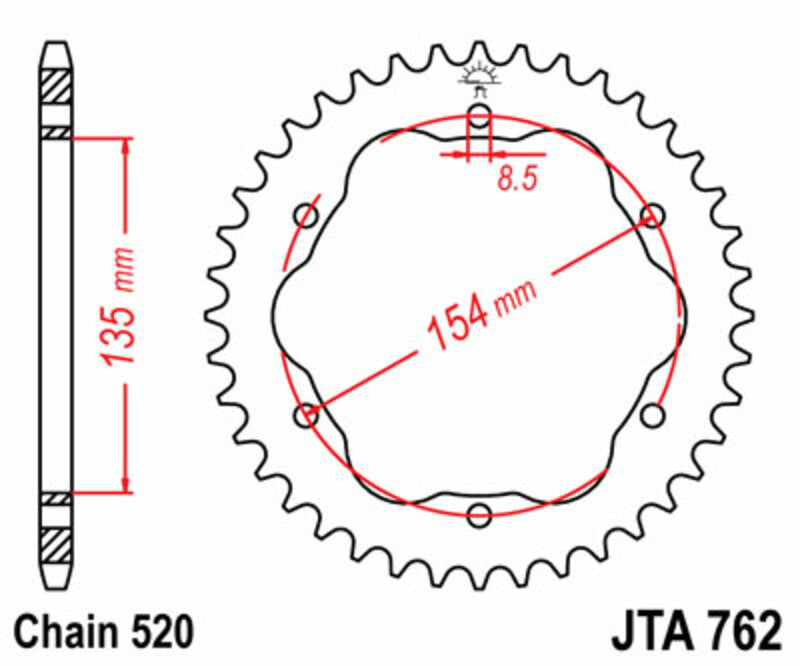 JTSPR RR SPROC 520 ALU UL 762, 38