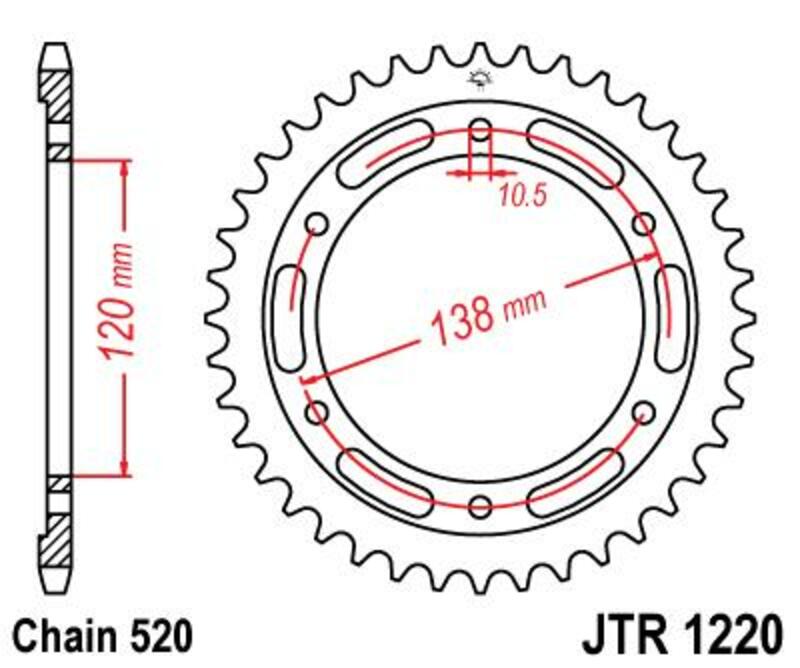 JTSPR RR SPROC 520 STEEL ST 1220, 38