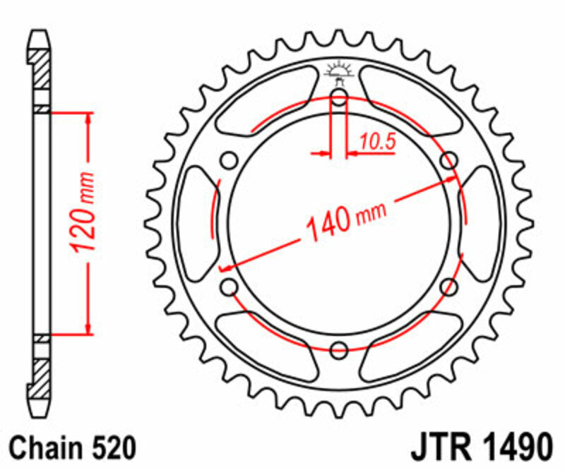 JTSPR RR SPROC 520 STEEL ST 1490, 44