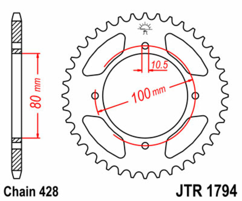 JTSPR RR SPROC 428 STEEL ST 1794, 45