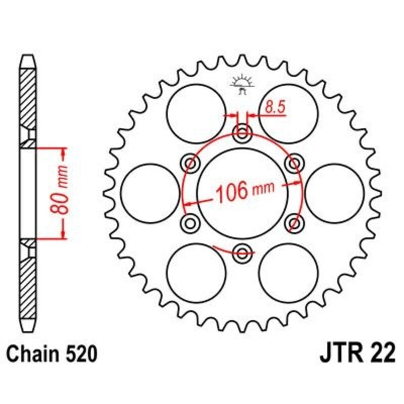 JTSPR RR SPROC 520 STEEL ST 22, 45