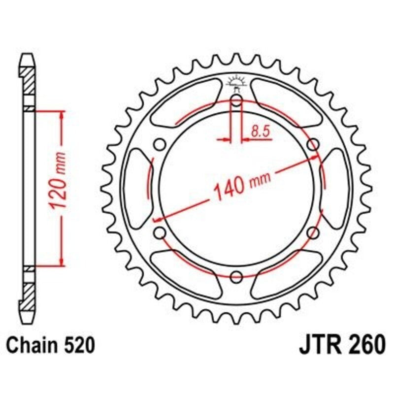 JTSPR RR SPROC 520 STEEL ST 260, 40