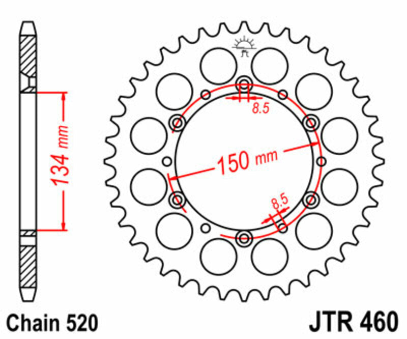 JTSPR RR SPROC 520 STEEL ST 460, 45