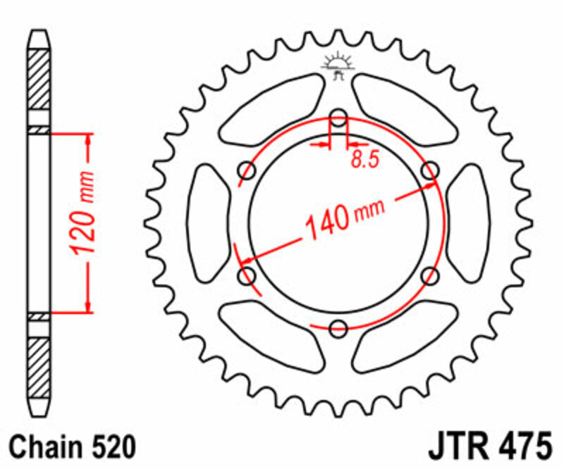 JTSPR RR SPROC 520 STEEL ST 475, 44
