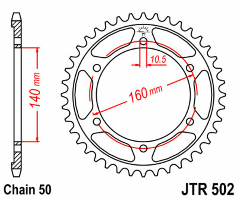 JTSPR RR SPROC 530 STEEL ST 502, 45