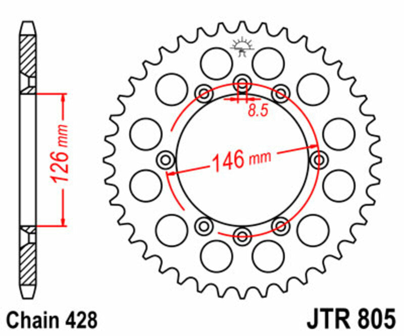 JTSPR RR SPROC 428 STEEL ST 805, 50