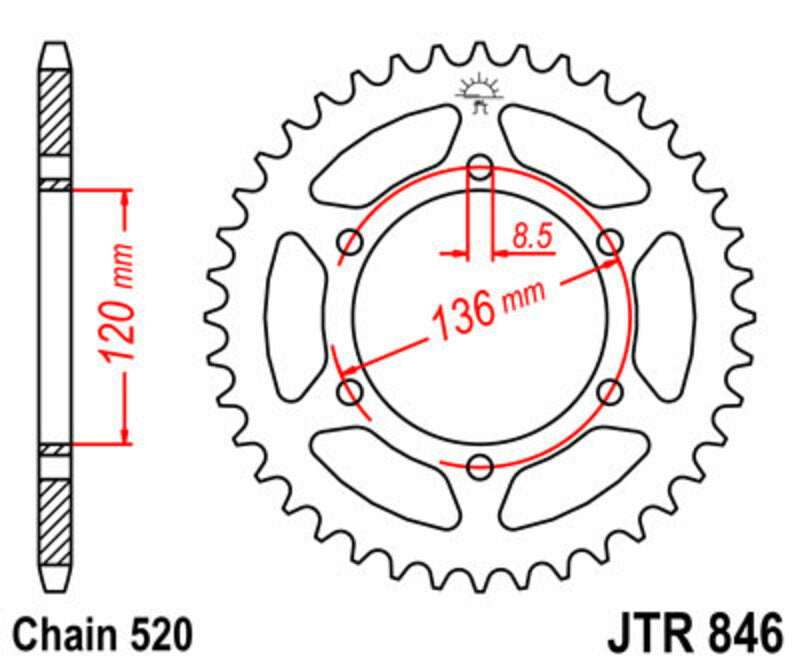 JTSPR RR SPROC 520 STEEL ST 846, 45