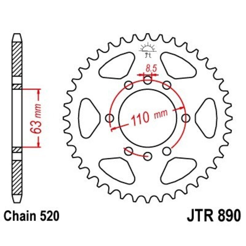 JTSPR RR SPROC 520 ZINC ST 890, 42