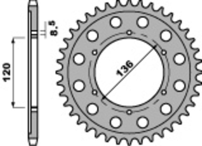 PBR RR SPROC 428 STEEL ST 4324, 57