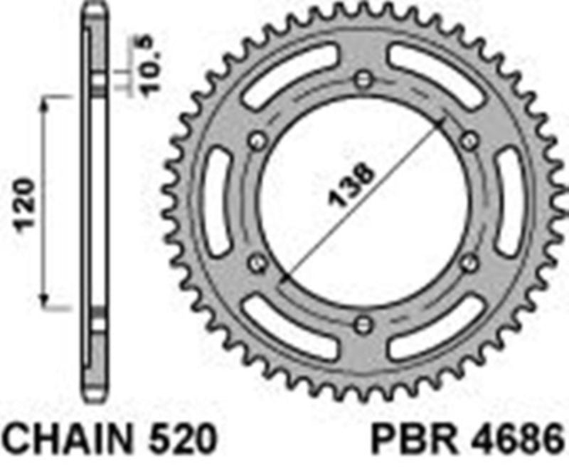 PBR RR SPROC 520 STEEL ST 4686, 45