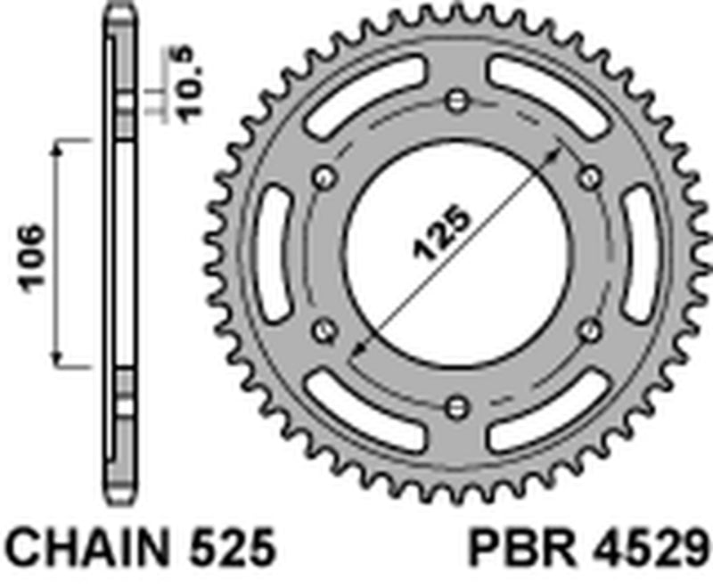 PBR RR SPROC 525 STEEL ST 4529, 44