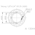 ESJOT RR SPROC 420 ALU 13044, 53, SIL