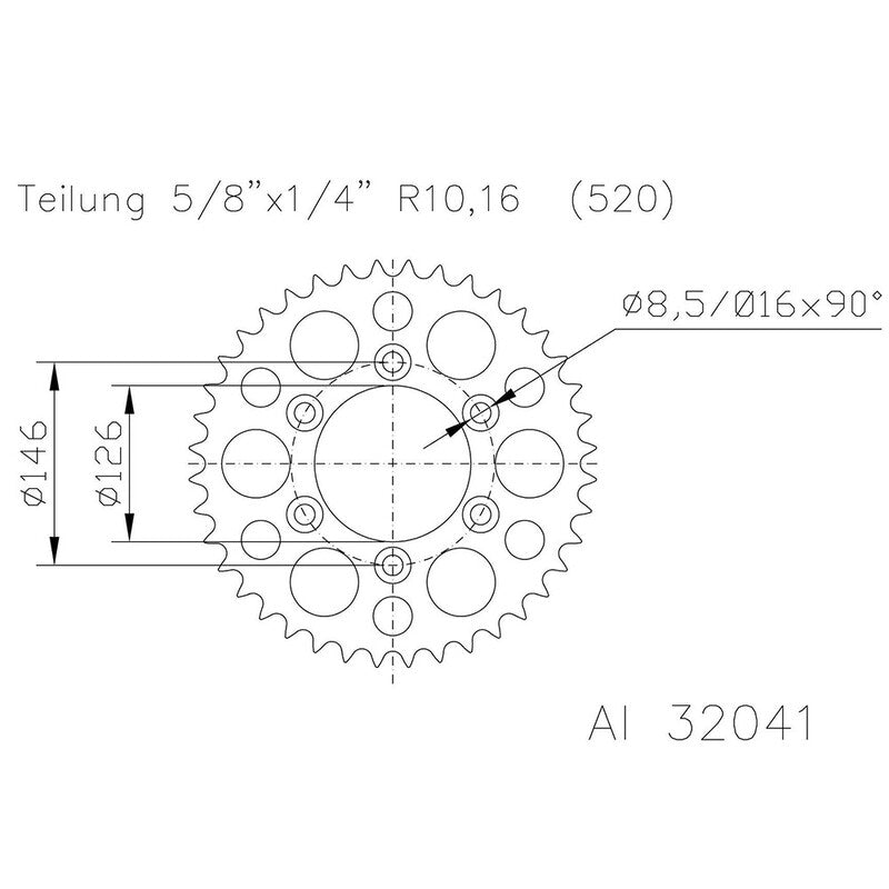 ESJOT RR SPROC 520 ALU 32041, 53, BLK