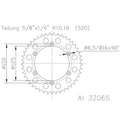 ESJOT RR SPROC 520 ALU 32065, 44, BLK