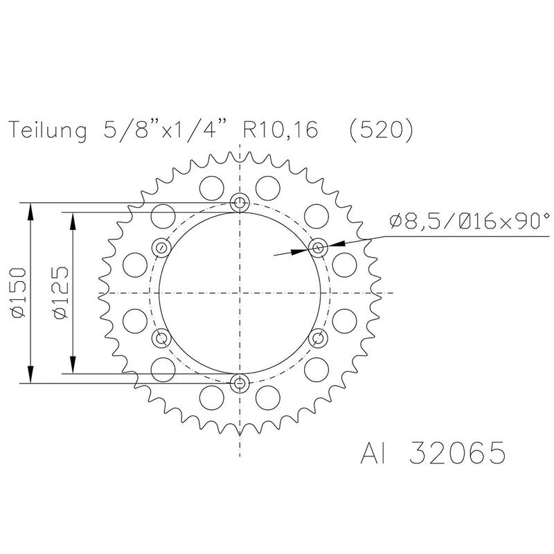 ESJOT RR SPROC 520 ALU 32065, 45, BLK