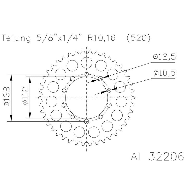 ESJOT RR SPROC 520 ALU 32206, 46, SIL