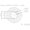 ESJOT RR SPROC 520 ALU 32206, 47, SIL