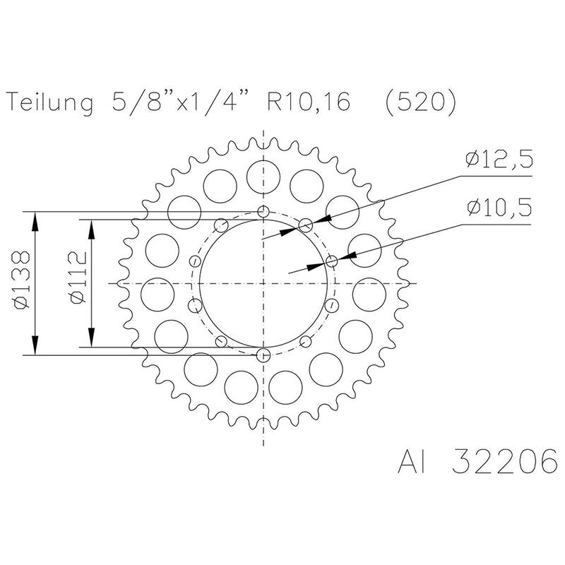 ESJOT RR SPROC 520 ALU 32206, 47, SIL