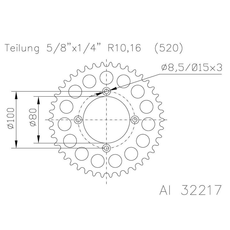 ESJOT RR SPROC 520 ALU 32217, 44, SIL