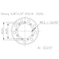 ESJOT RR SPROC 520 ALU 32231, 52, SIL