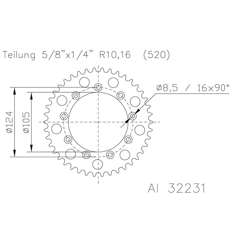 ESJOT RR SPROC 520 ALU 32231, 52, SIL