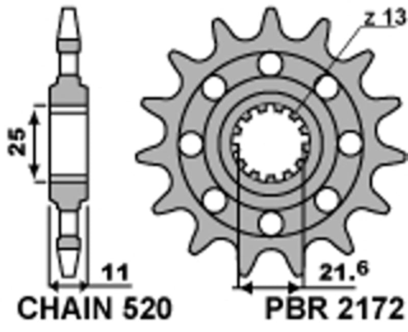 PBR FR SPROC 520 STEEL ST 2172, 14