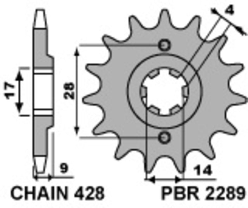 PBR FR SPROC 428 STEEL ST 2289, 14