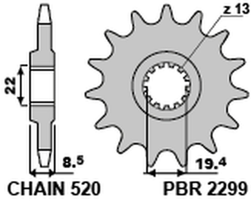 PBR FR SPROC 520 STEEL ST 2299, 14