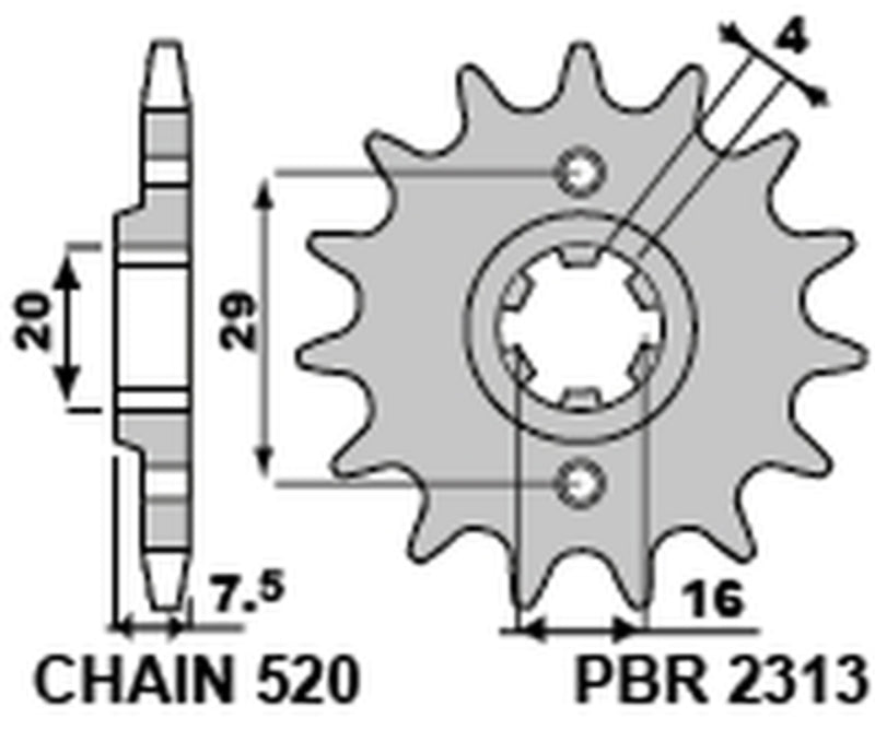 PBR FR SPROC 520 STEEL ST 2313, 15