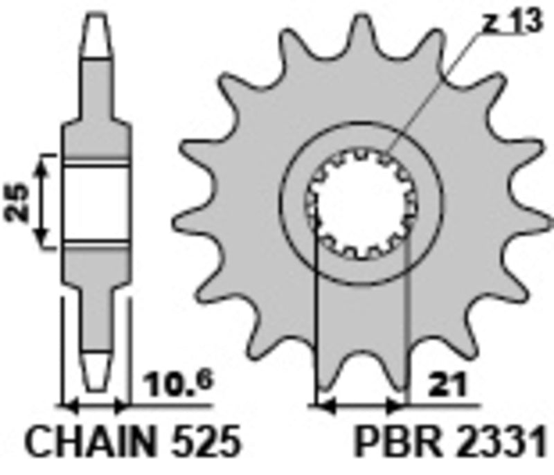 PBR FR SPROC 525 STEEL ST 2331, 14