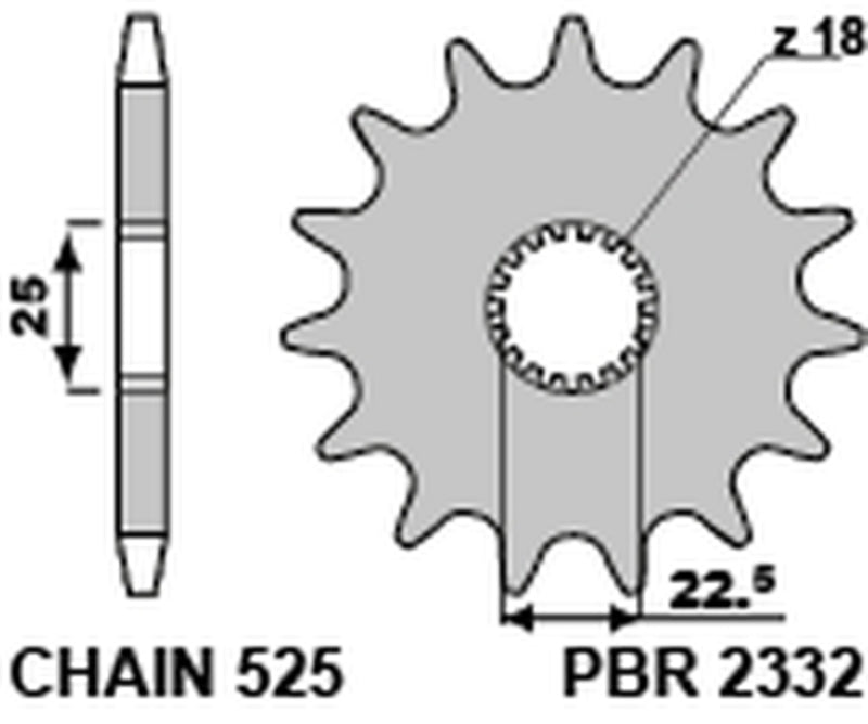 PBR FR SPROC 525 STEEL ST 2332, 17