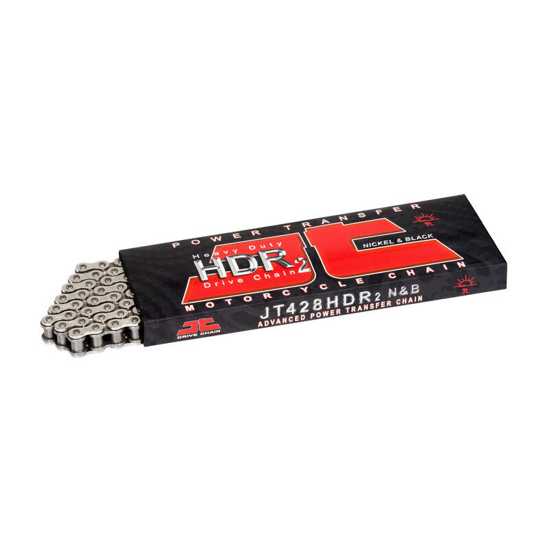 JTDRI CHAIN HDR 428 LO FIT, BLK/STL, 124