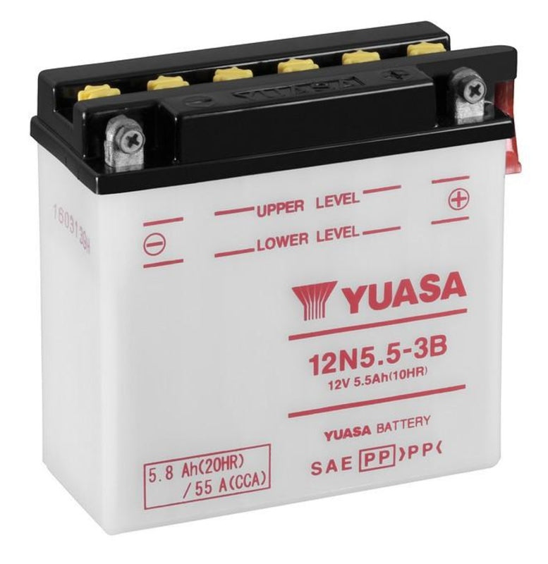 YUASA BATTERY 12N55-3B CONV W/ ACID