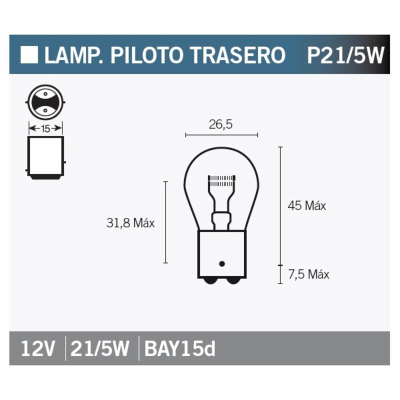 VPART BULB 12V/21/5W X10