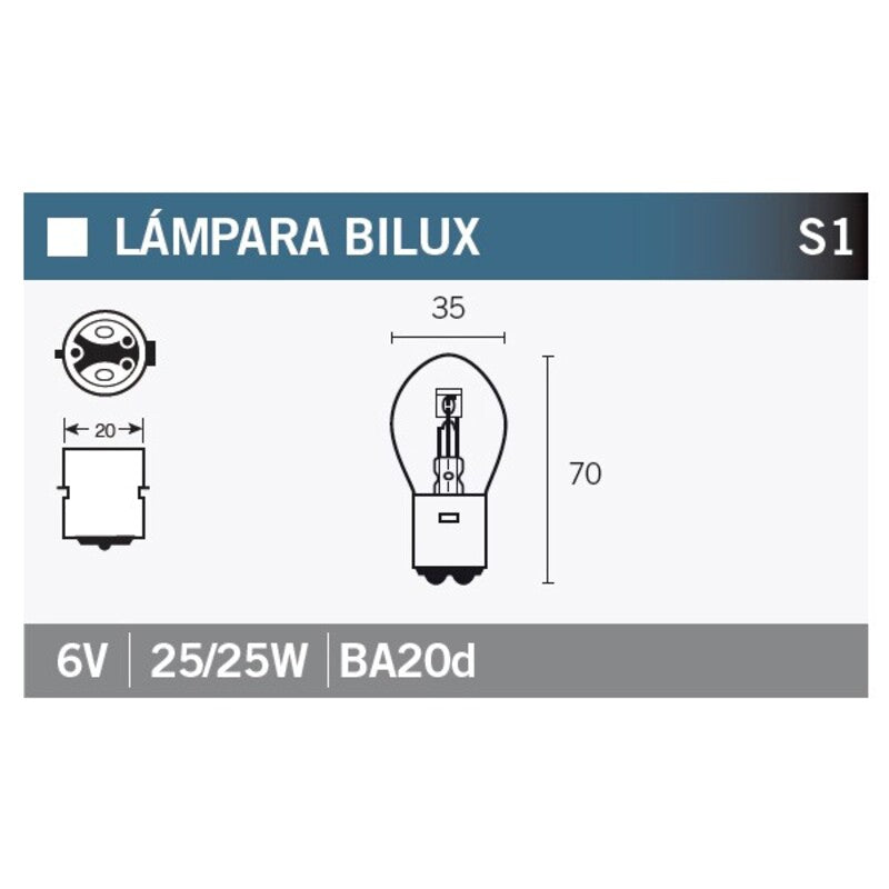 VPART BULB S1 6V/25/25W X10