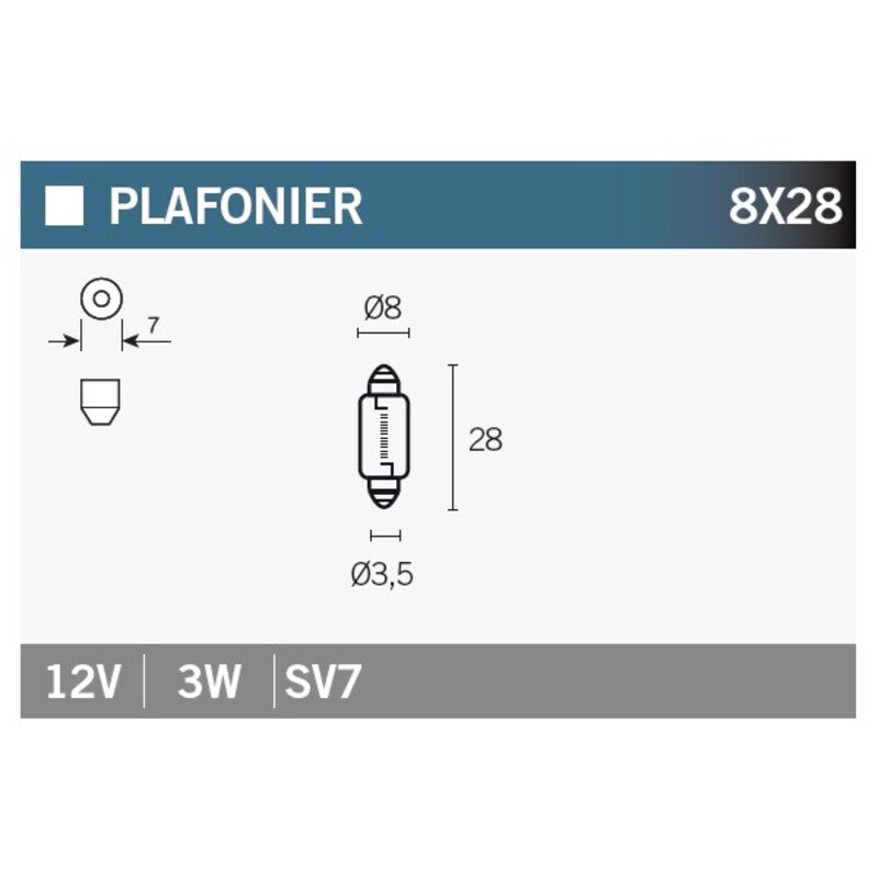 VPART BULB 8X28 12V/3W X10