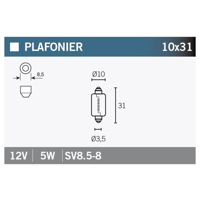 VPART BULB 10X31 12V/5W X10