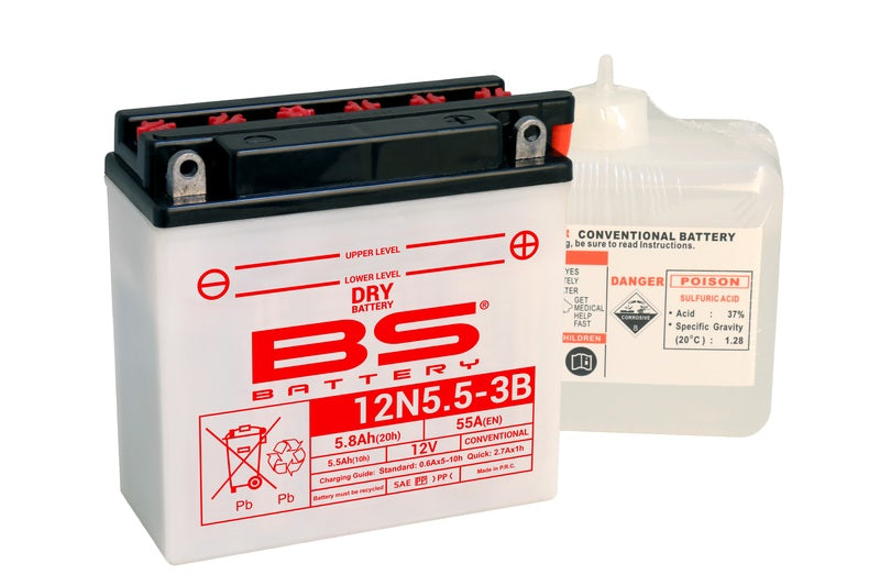 BSBAT BATTERY 12N5.5-3B CONV W/ ACID