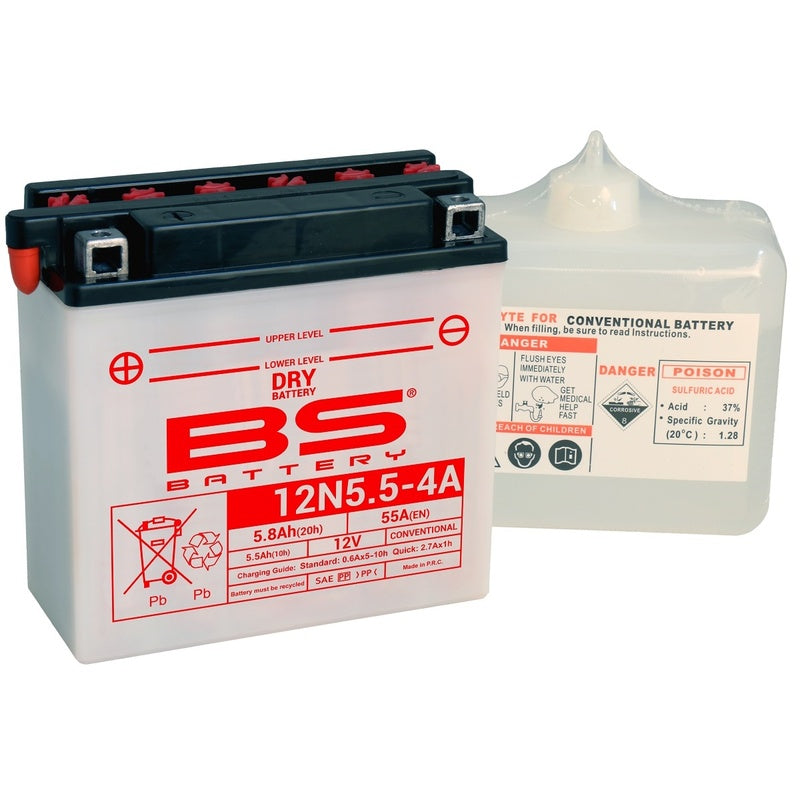 BSBAT BATTERY 12N5.5-4A CONV W/ ACID
