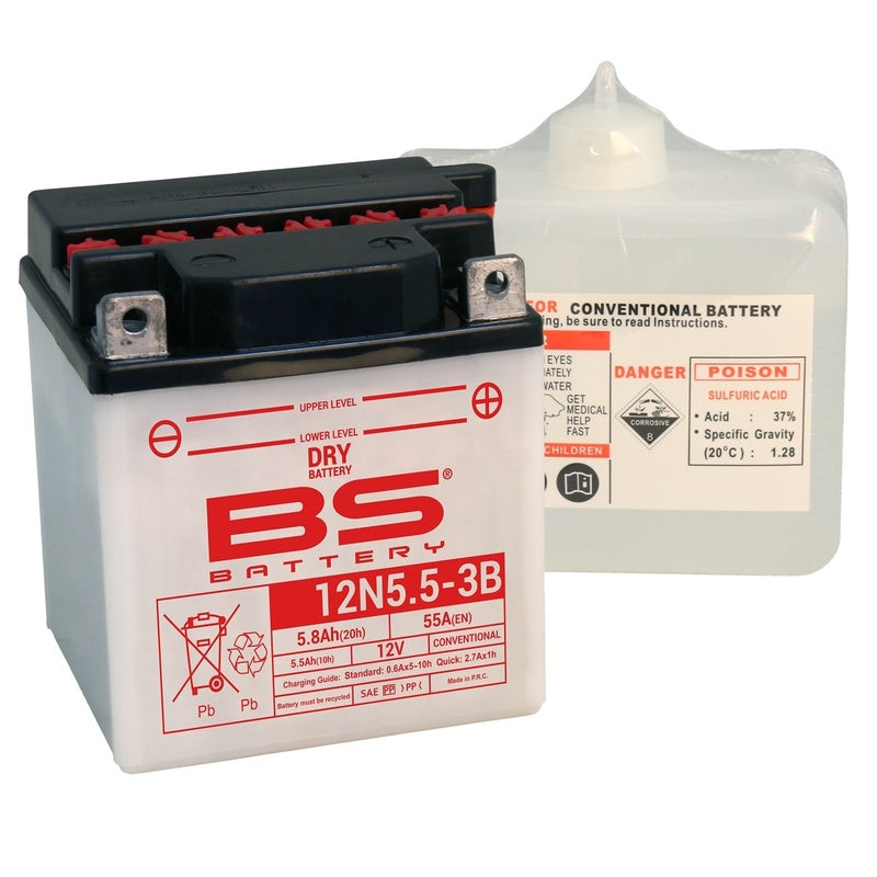 BSBAT BATTERY 12N5.5A-3B CONV W/ ACID