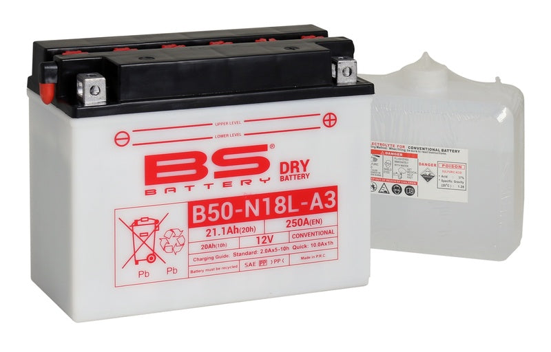 BSBAT BATTERY B50N18L-A3 CONV W/ ACID
