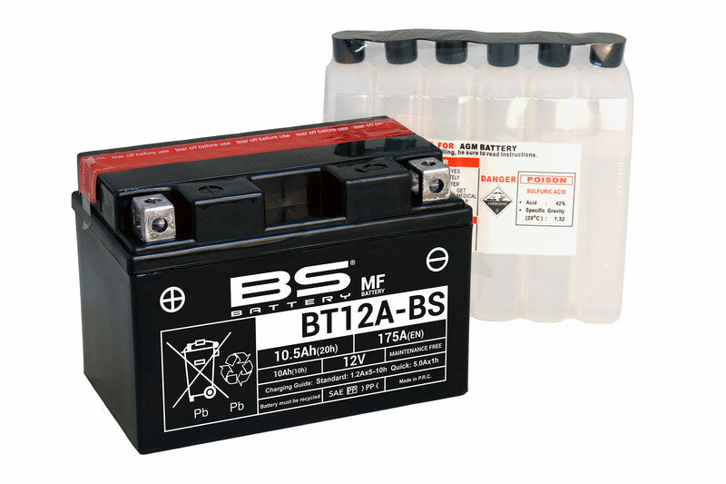 BSBAT BATTERY BT12A-BS MF W/ ACID