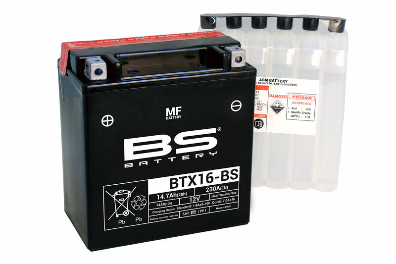 BSBAT BATTERY BTX16-BS MF W/ ACID