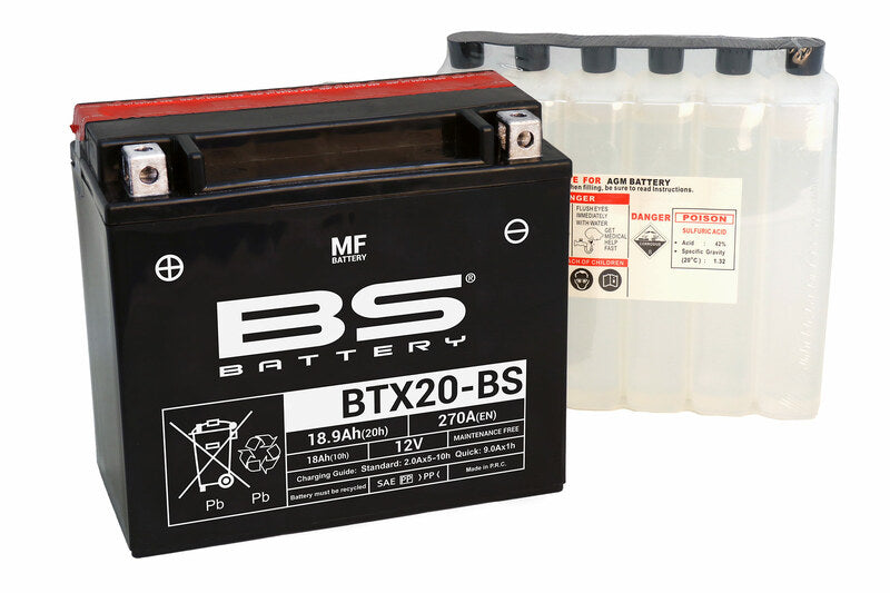 BSBAT BATTERY BTX20-BS MF W/ ACID