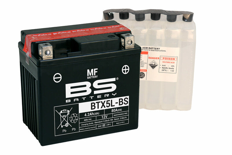 BSBAT BATTERY BTX5L-BS MF W/ ACID