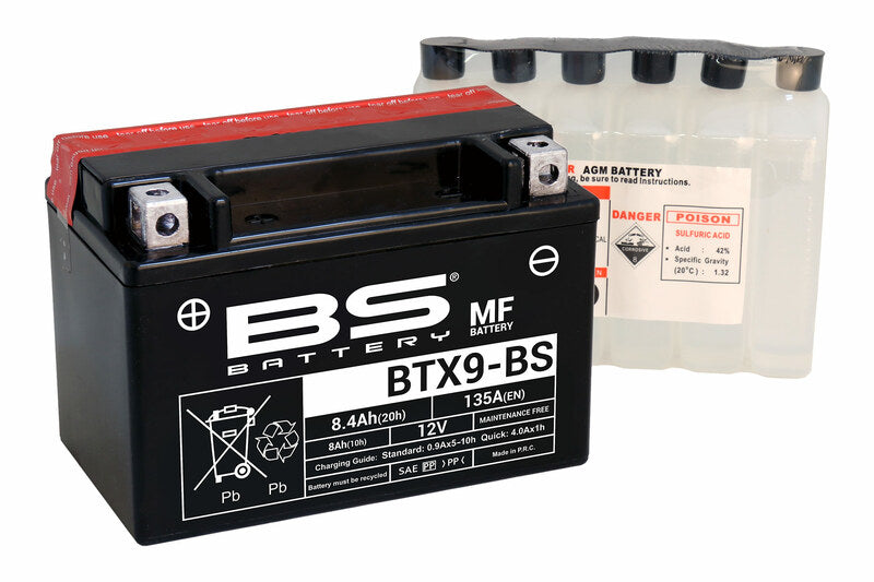 BSBAT BATTERY BTX9-BS MF W/ ACID