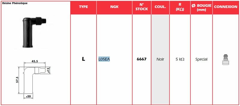 NGK SPARK PLUG CAP L05EA