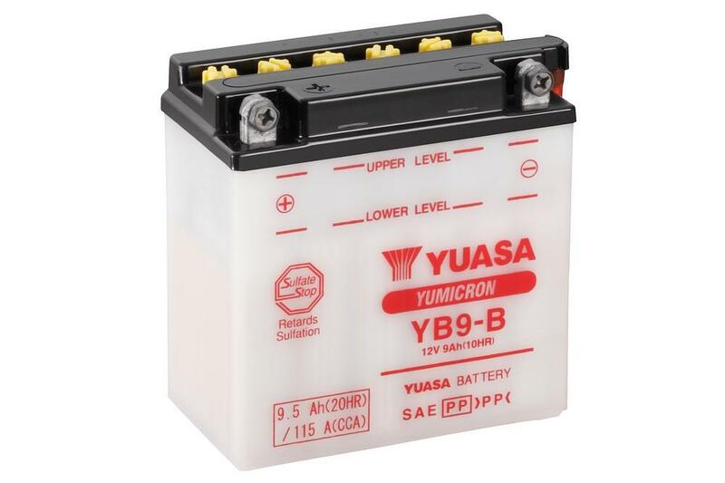 YUASA BATTERY YB9-B CONV W/ ACID