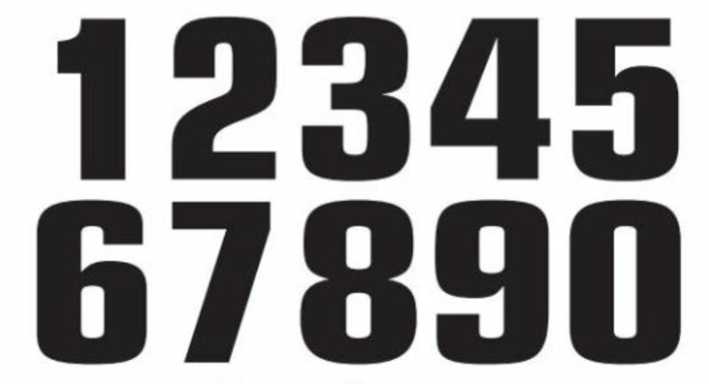 TECNO STICKERS BLACK NUMBER SHEET, 3