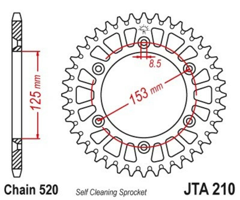 JTSPR RR SPROC 520 ALU 210, 40, BLK